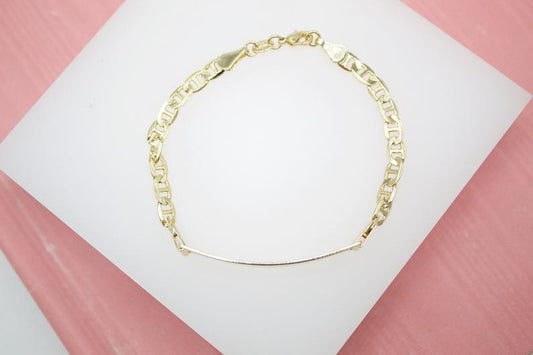 Customizable Tag Plate Bracelet With Gucci Mariner 4mm Link Chain