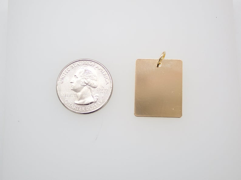 18K Gold Filled Customizable Name Rectangle Tag Plate (A315)